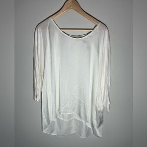 Michael Kors Blouse Top Ivory Bone Size XL Satin Front and Knit NWT